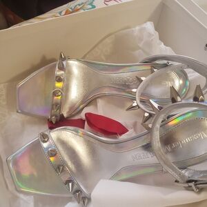 Alexander McQueen Silver Sandals with Metallic Accents